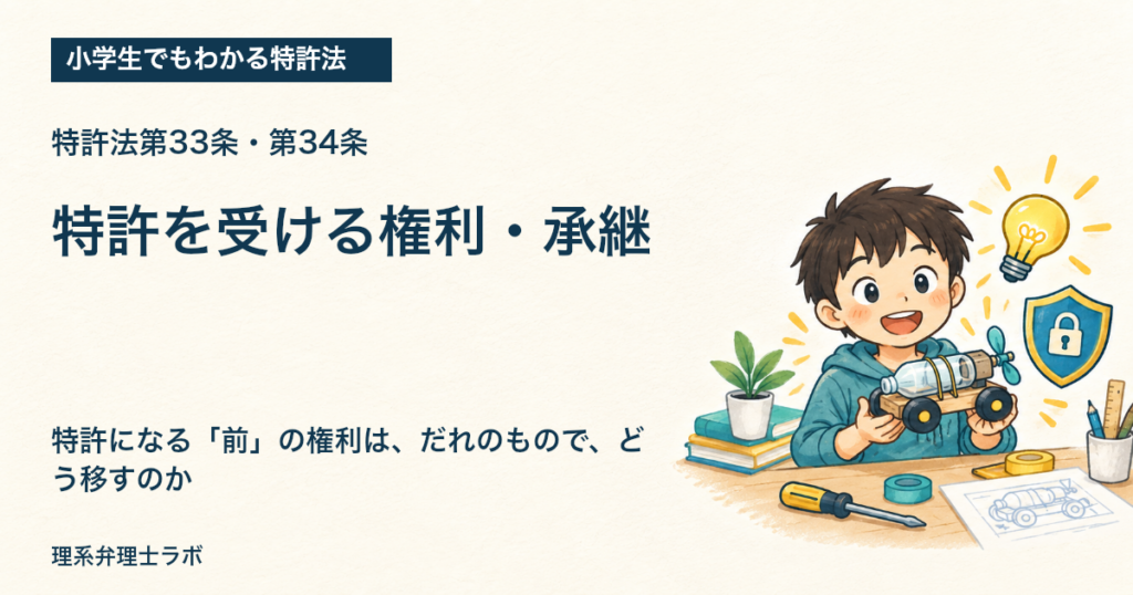 小学生でもわかる特許法：特許を受ける権利・承継（特許法第33条・第34条）