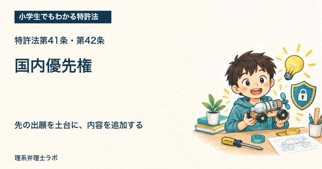 小学生でもわかる特許法：国内優先権（特許法第41条・第42条）