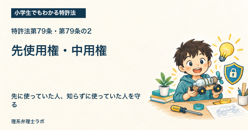 小学生でもわかる特許法：先使用権・中用権（特許法第79条・第79条の2）