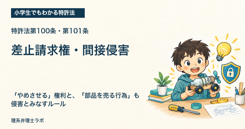 小学生でもわかる特許法：差止請求権・間接侵害（特許法第100条・第101条）