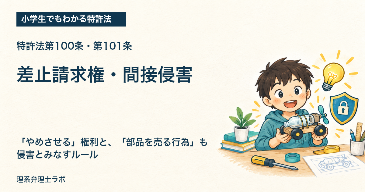 小学生でもわかる特許法：差止請求権・間接侵害（特許法第100条・第101条）