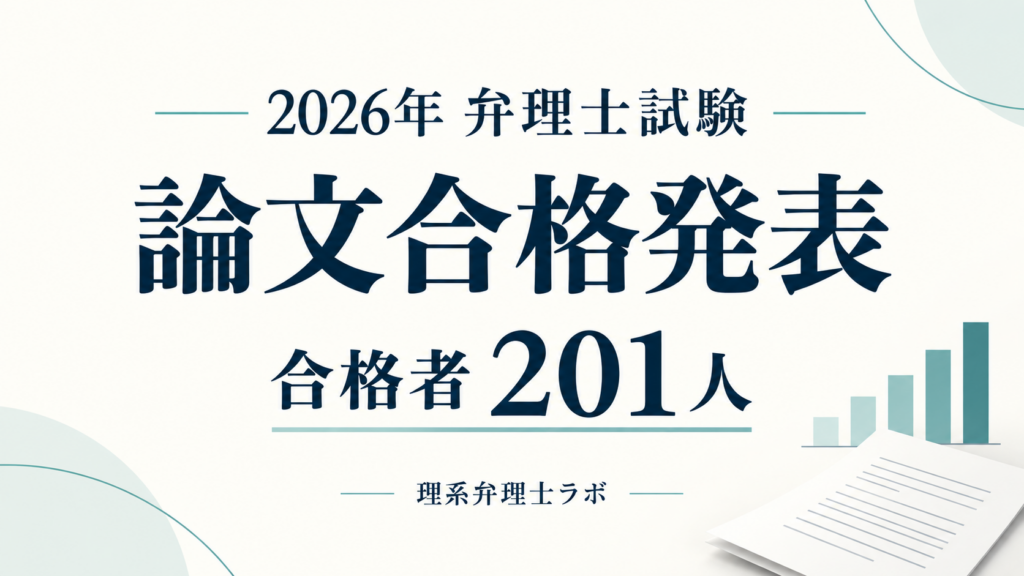 2026年弁理士試験の論文合格発表。合格者201人。