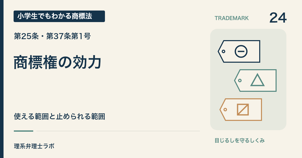 小学生でもわかる商標法 第24回「商標権の効力」。使える範囲と止められる範囲。