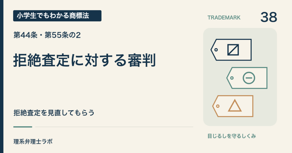 小学生でもわかる商標法 第38回「拒絶査定に対する審判」。拒絶査定を見直してもらう。