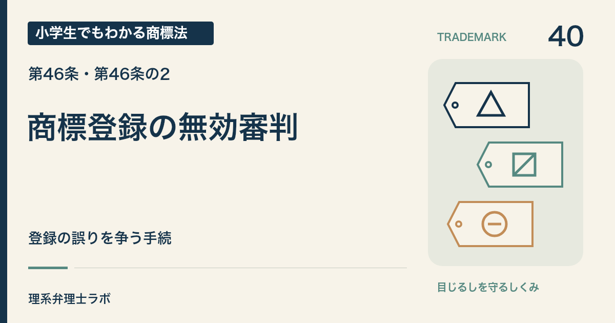 小学生でもわかる商標法 第40回「商標登録の無効審判」。登録の誤りを争う手続。