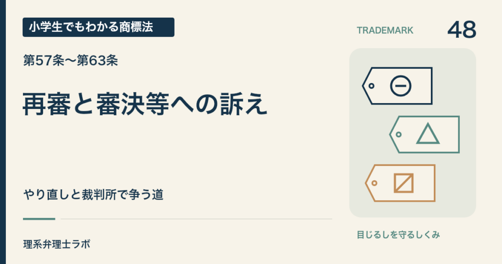小学生でもわかる商標法 第48回「再審と審決等への訴え」。やり直しと裁判所で争う道。