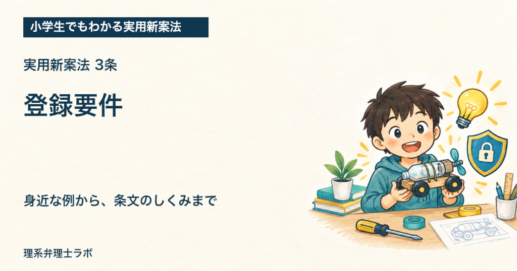 小学生でもわかる実用新案法：登録要件（3条）