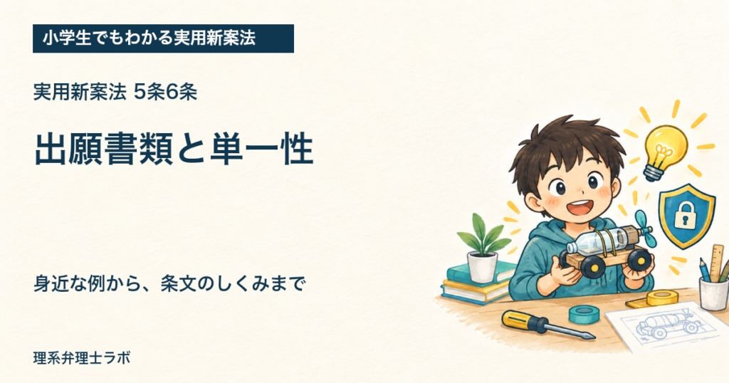 小学生でもわかる実用新案法：出願書類と単一性（5条6条）