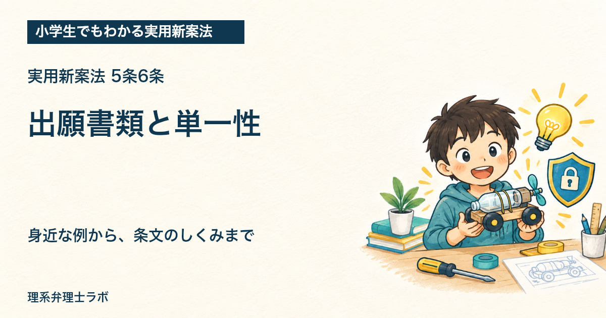 小学生でもわかる実用新案法:出願書類と単一性(5条6条)