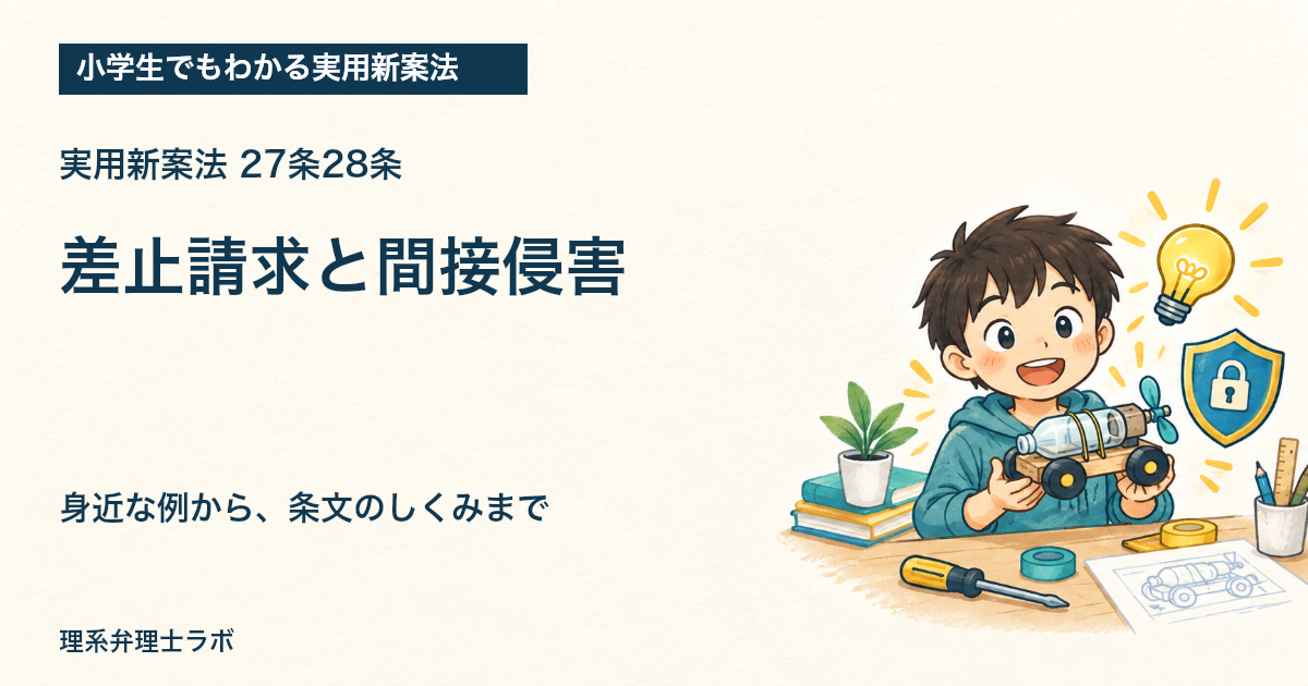 小学生でもわかる実用新案法:差止請求と間接侵害(27条28条)